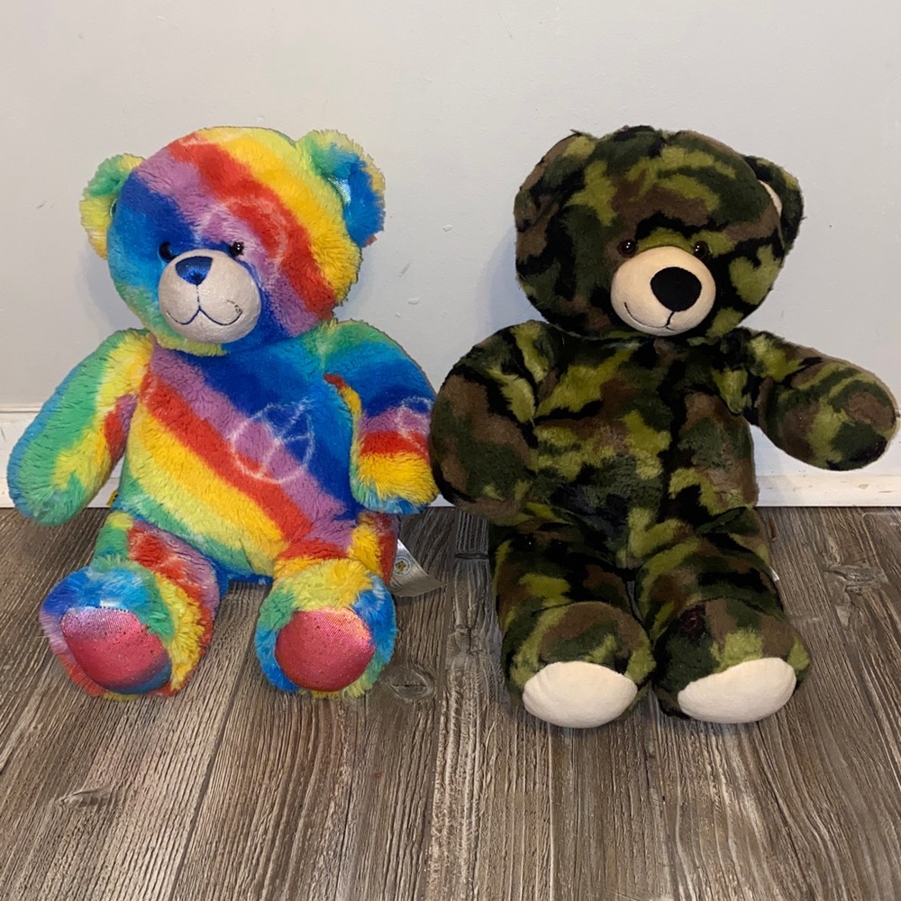 Build A Bear BABW Workshop plush animals  Camo & Peace bears  lot Party gifts